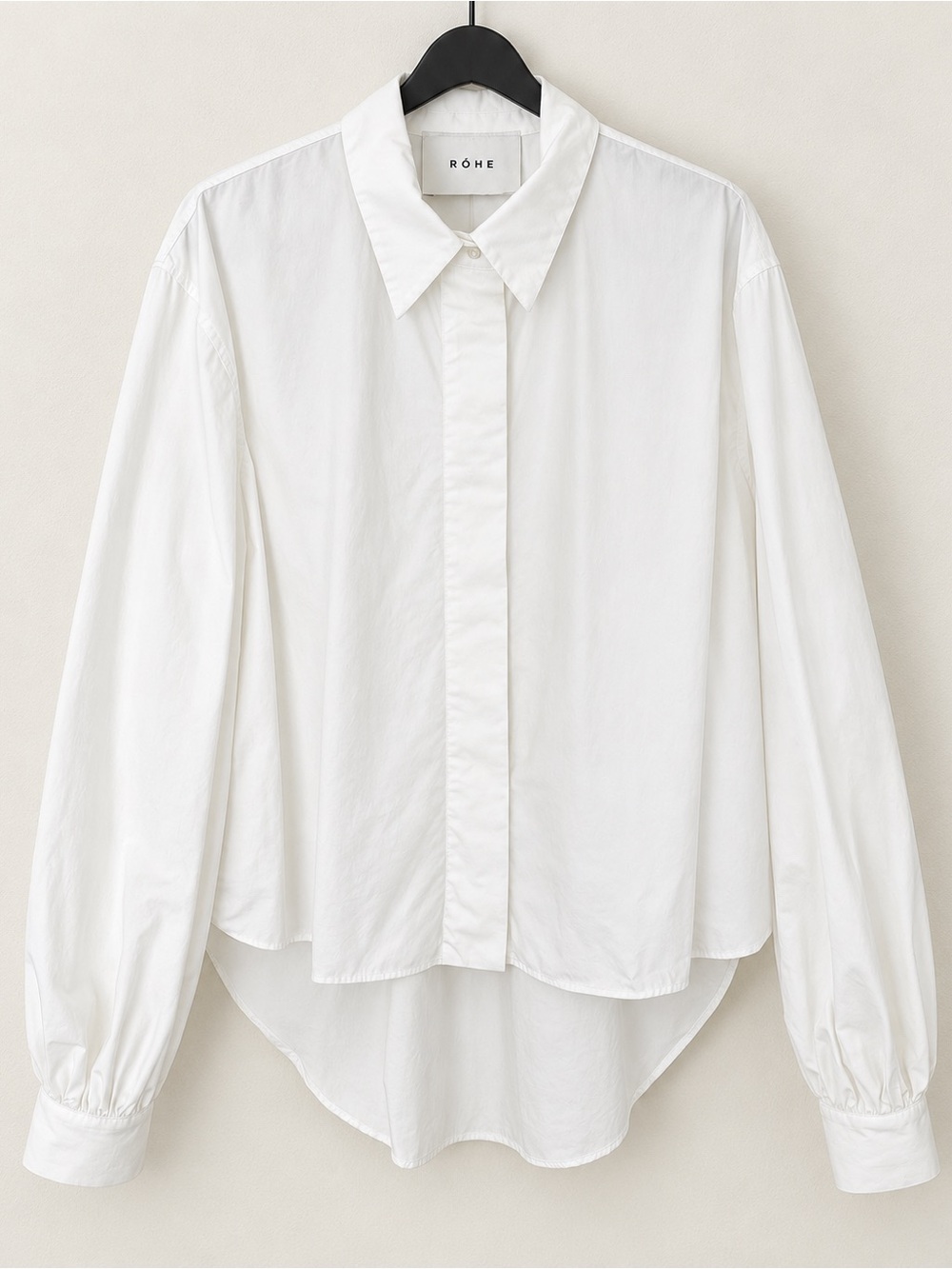 RÓHE Kiani White Cotton High-Low Button Down Shirt 34